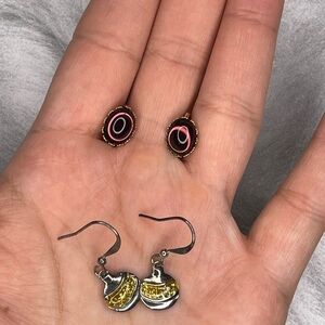 Vintage maroon and Yellow Earrings